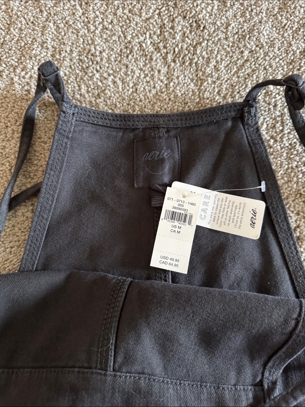 NWT Aerie Black Fringe Hem Overall Romper - Picture 3 of 3